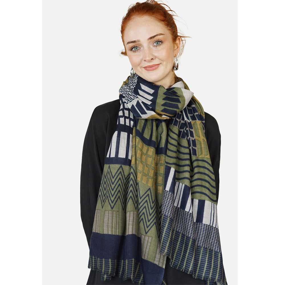 Tradition Textiles Pure Wool Scarf patterned stripes