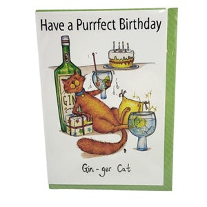 Gin Ger Cat Purrfect Birthday Greeting Card
