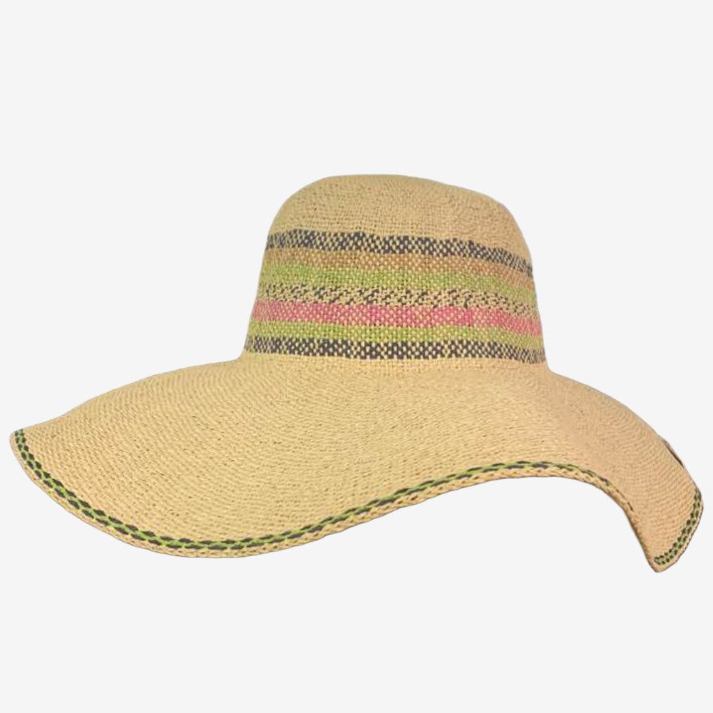 Poppi Wide Brim Paper Capeline Hat mint trim