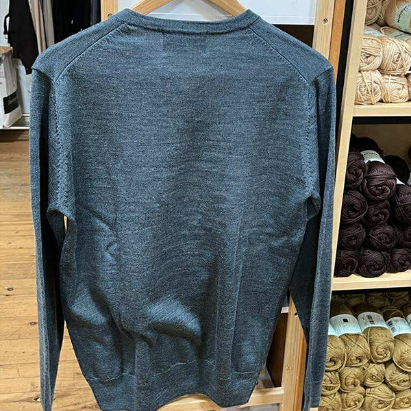 Ansett Extra Fine Merino Wool Vee Neck Jumper - seaglass