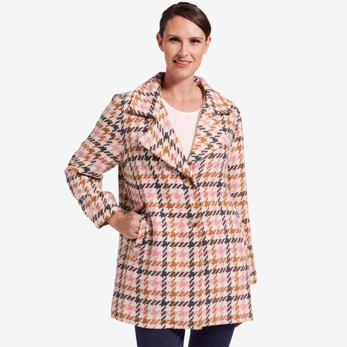 See Saw Brushed Wool Blend 2 Button Coat