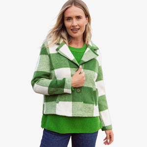 See Saw Brushed Wool Blend Plaid Jacket