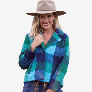 See Saw Brushed Wool Blend Plaid Jacket
