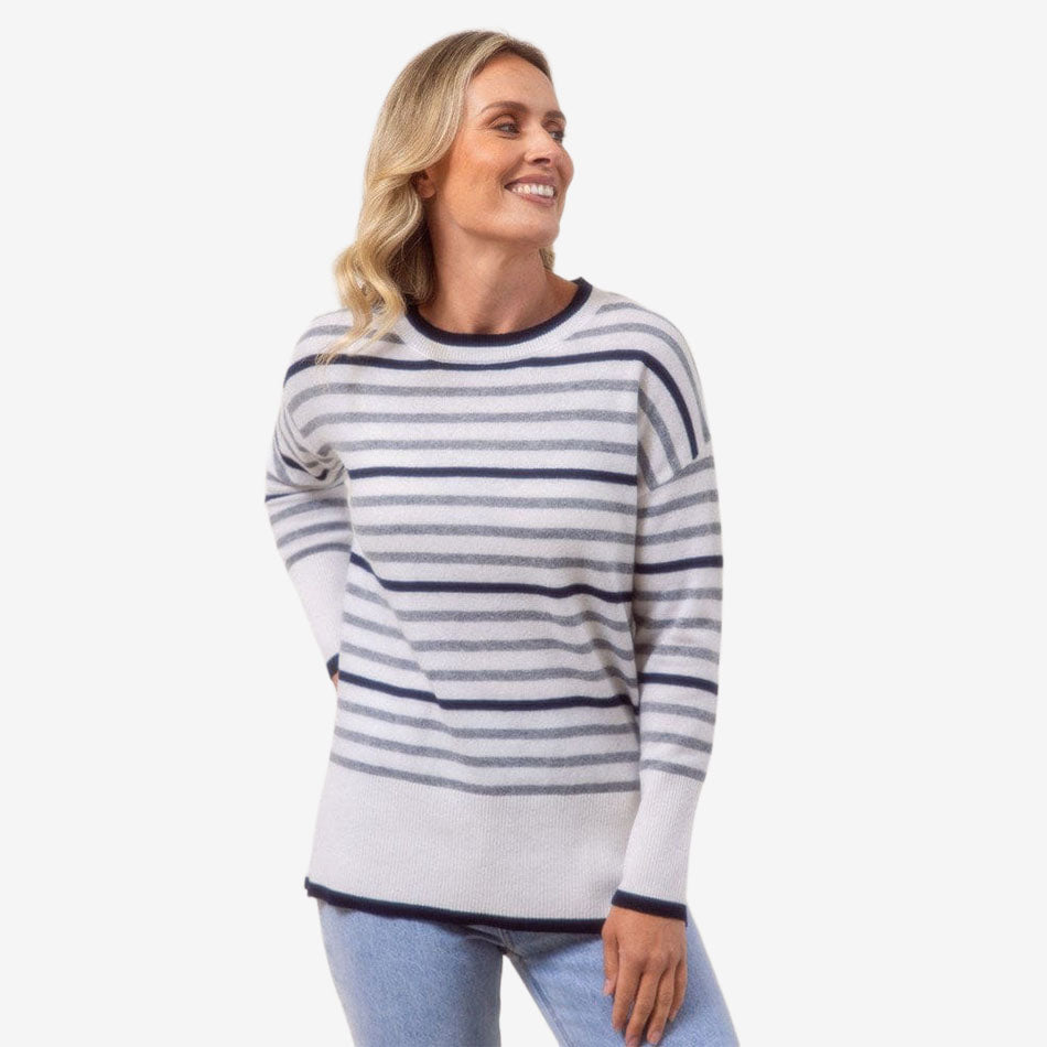 See Saw Crew Neck Stripe Sweater #648