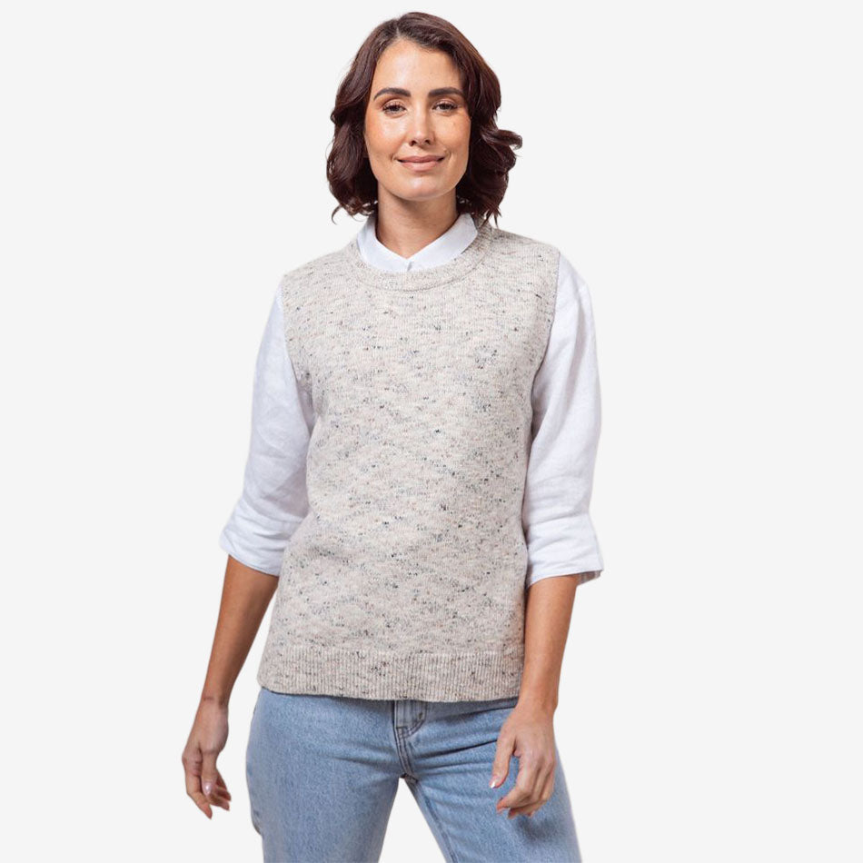 See Saw Round Neck Speckled Vest natural