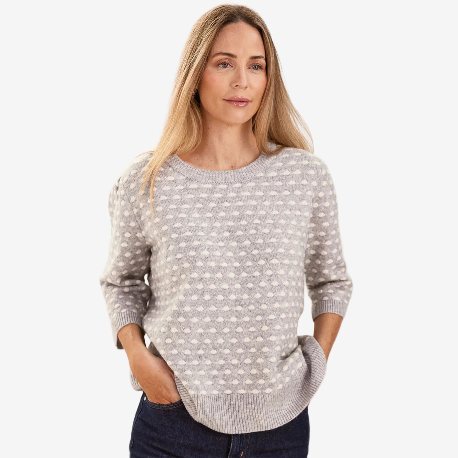 See Saw Wool Blend Half Sleeve Spot Sweater