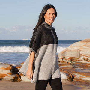 See Saw Wool Blend Jacquard Poncho