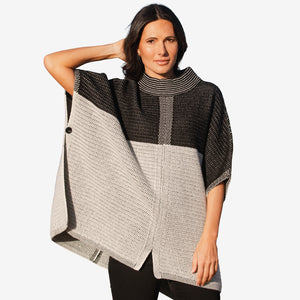 See Saw Wool Blend Jacquard Poncho