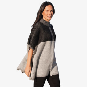 See Saw Wool Blend Jacquard Poncho