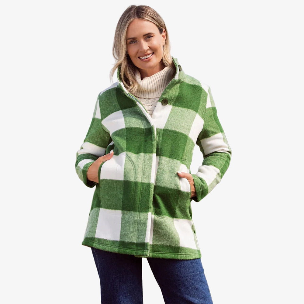 See Saw Brushed Wool Blend Plaid Coat