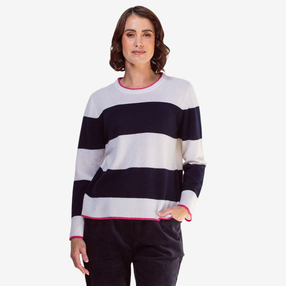 See Saw Wide Stripe Crew Neck Sweater