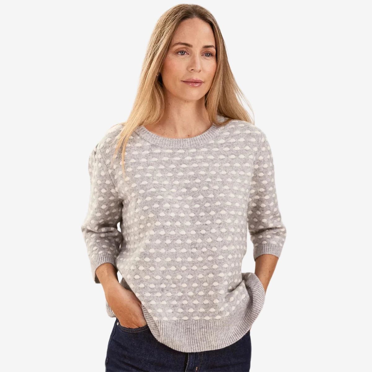 See Saw Wool Blend Half Sleeve Spot Sweater
