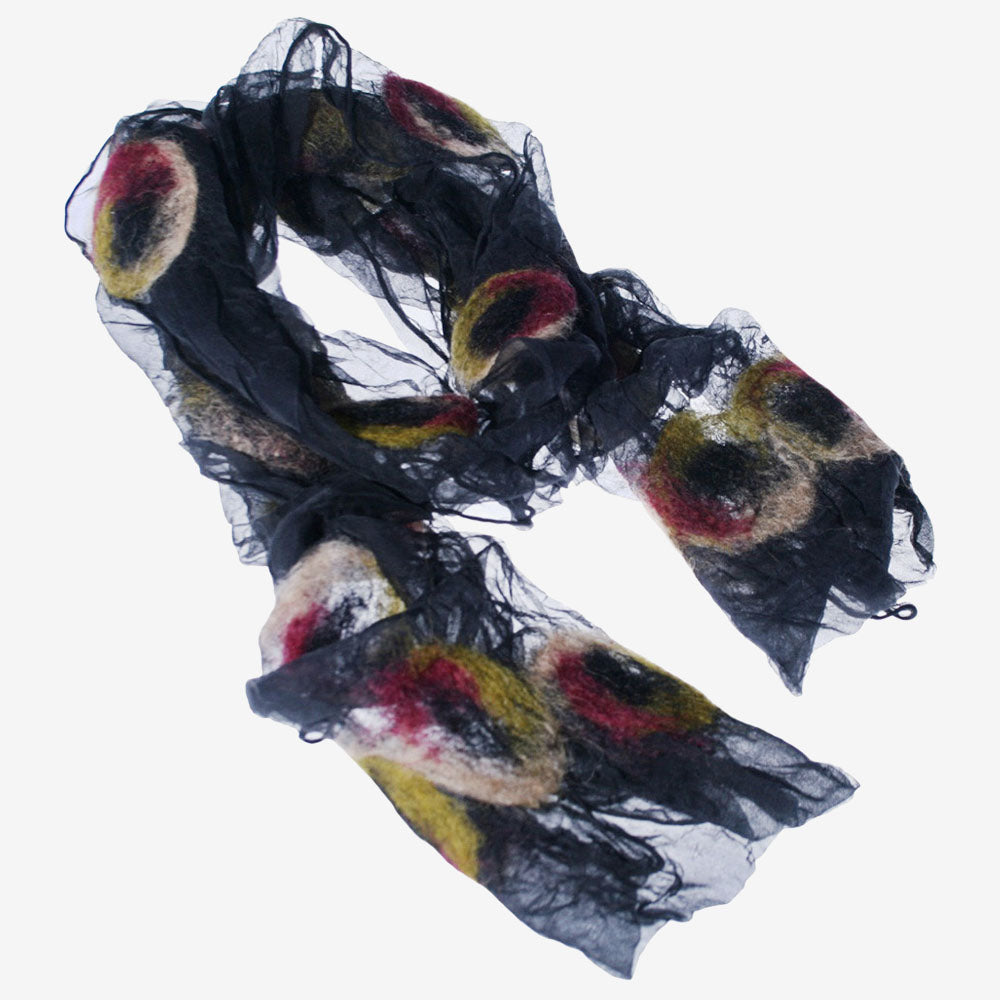 Sheer Bliss Silk with Wool Trim Scarf