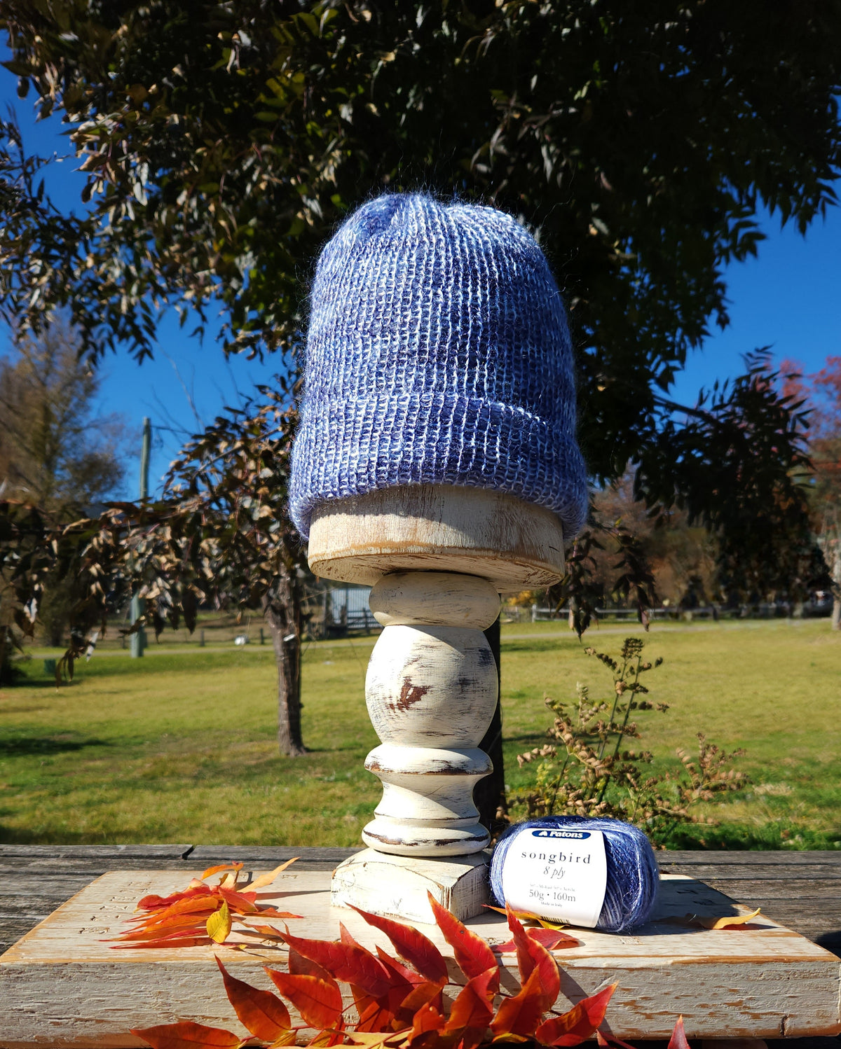Handmade Songbird Double Layer Beanie Blue Brook