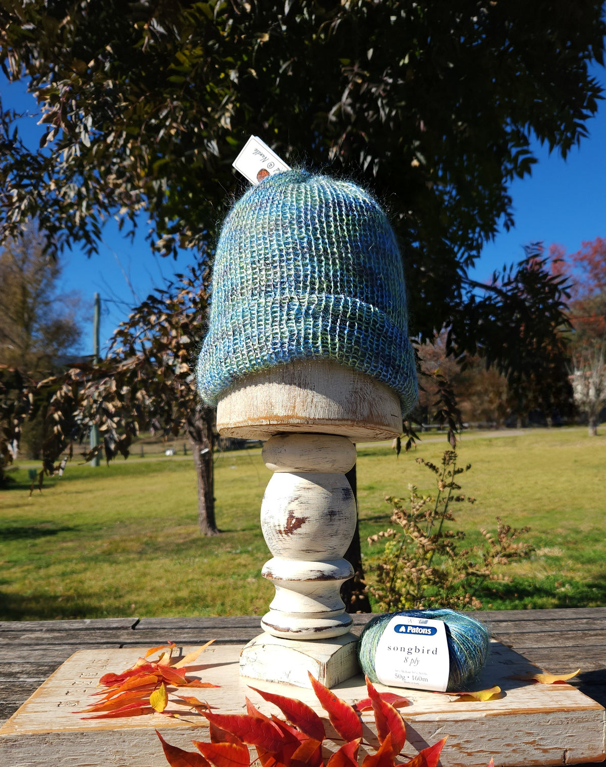 Handmade Songbird Double Layer Beanie Peacock Green