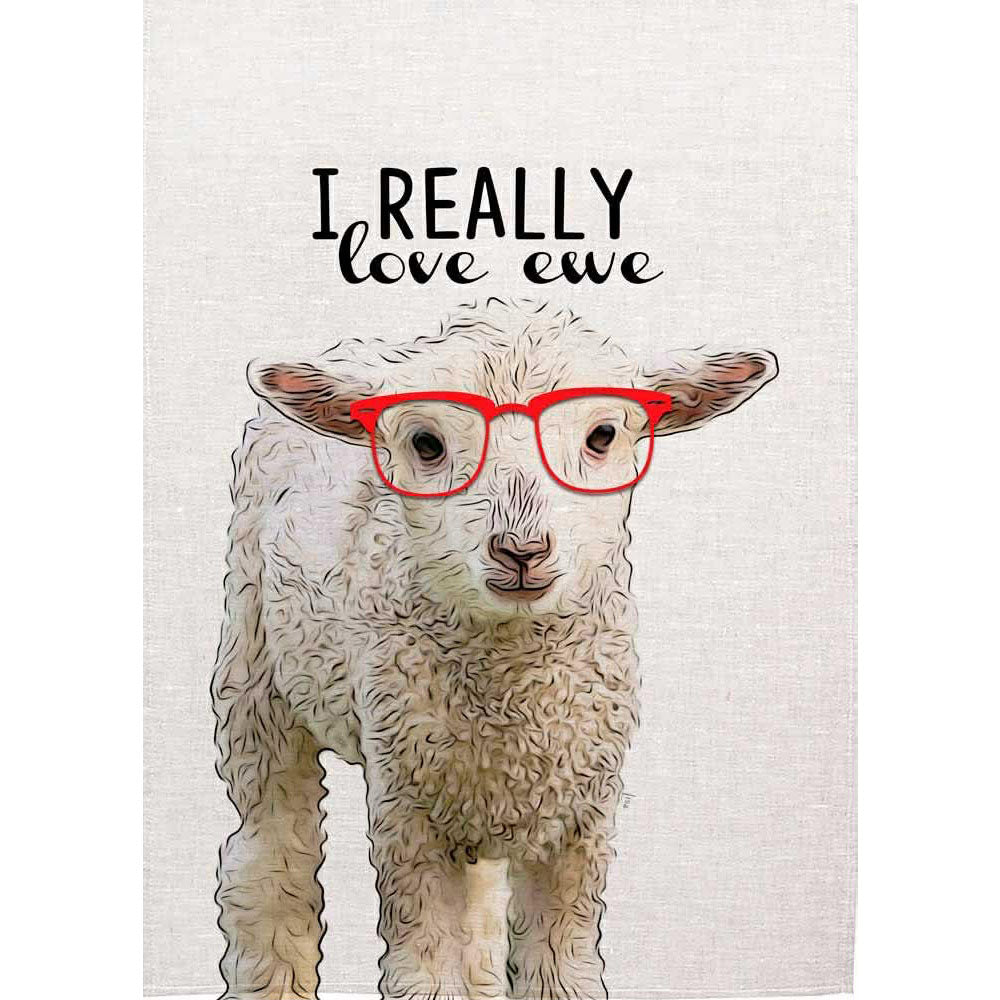 Tea Towel “I Really Love Ewe” – Australian-Made cotton tea towel