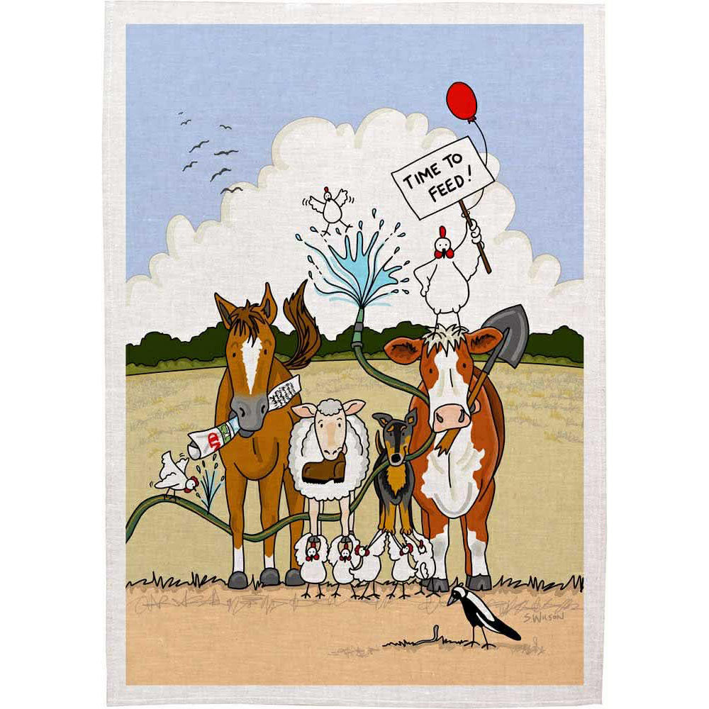 Tea Towel “Time to Feed” – Australian-Made Sally Wilson Design