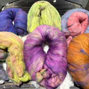 Hand Dyed Wool Batts - 100g