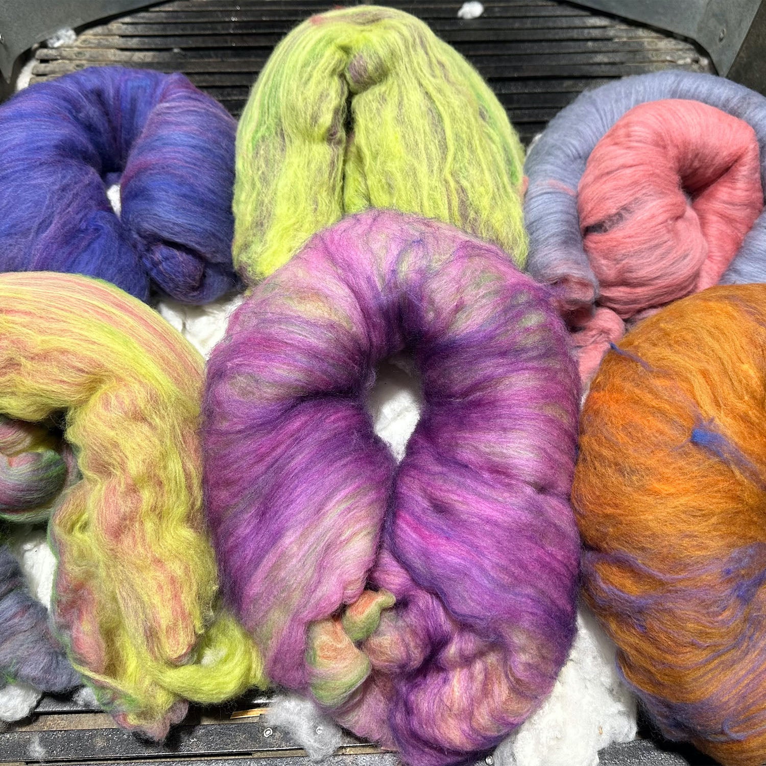Nundle Hand Dyed Wool Batts 100g