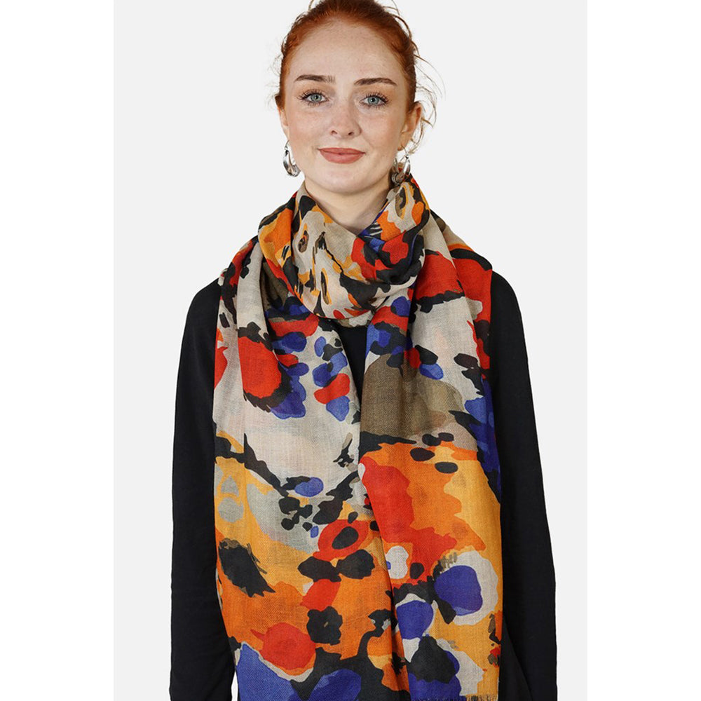 Tradition Textiles Pure Wool Scarf floral shapes