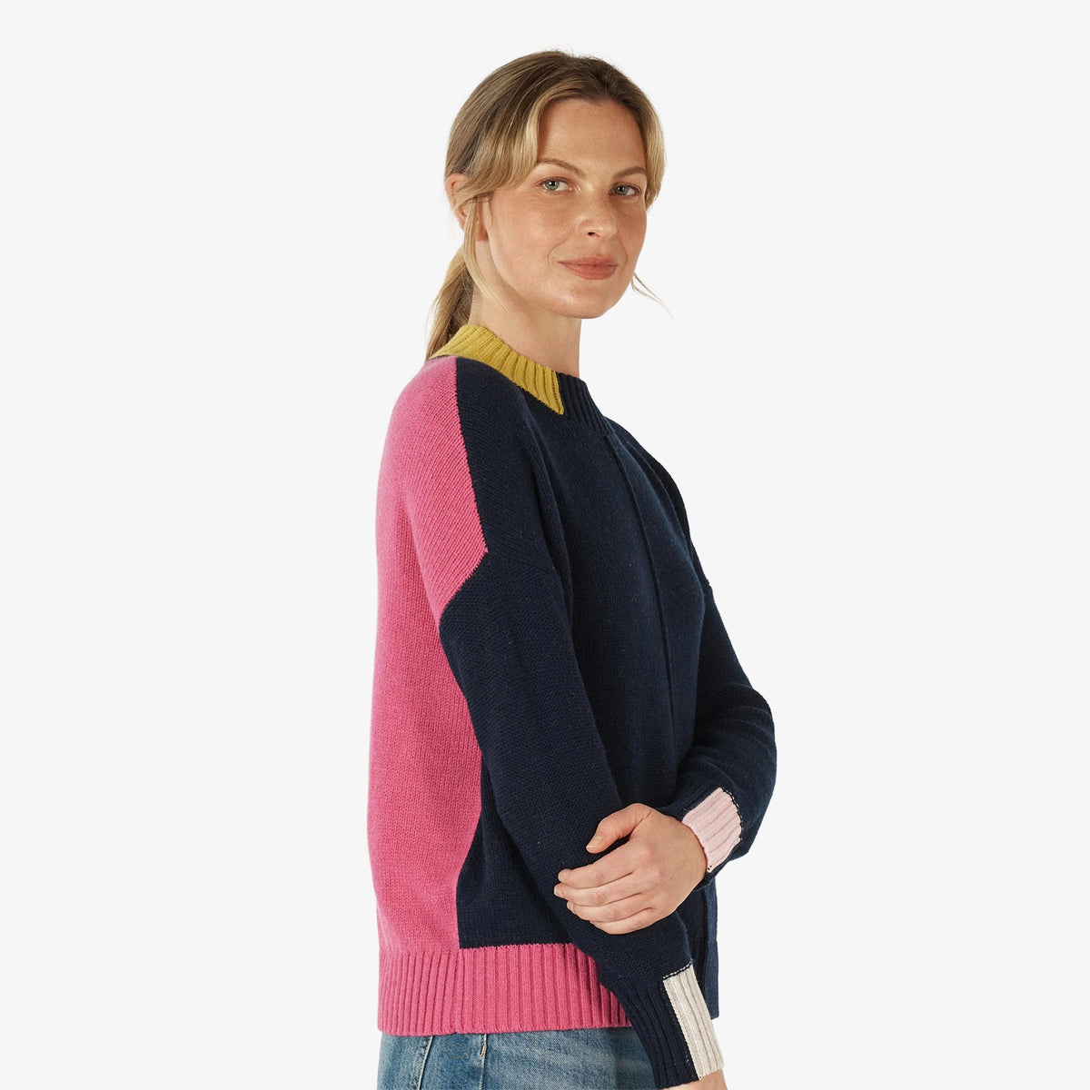 Z&P Colour Block Trim Jumper navy