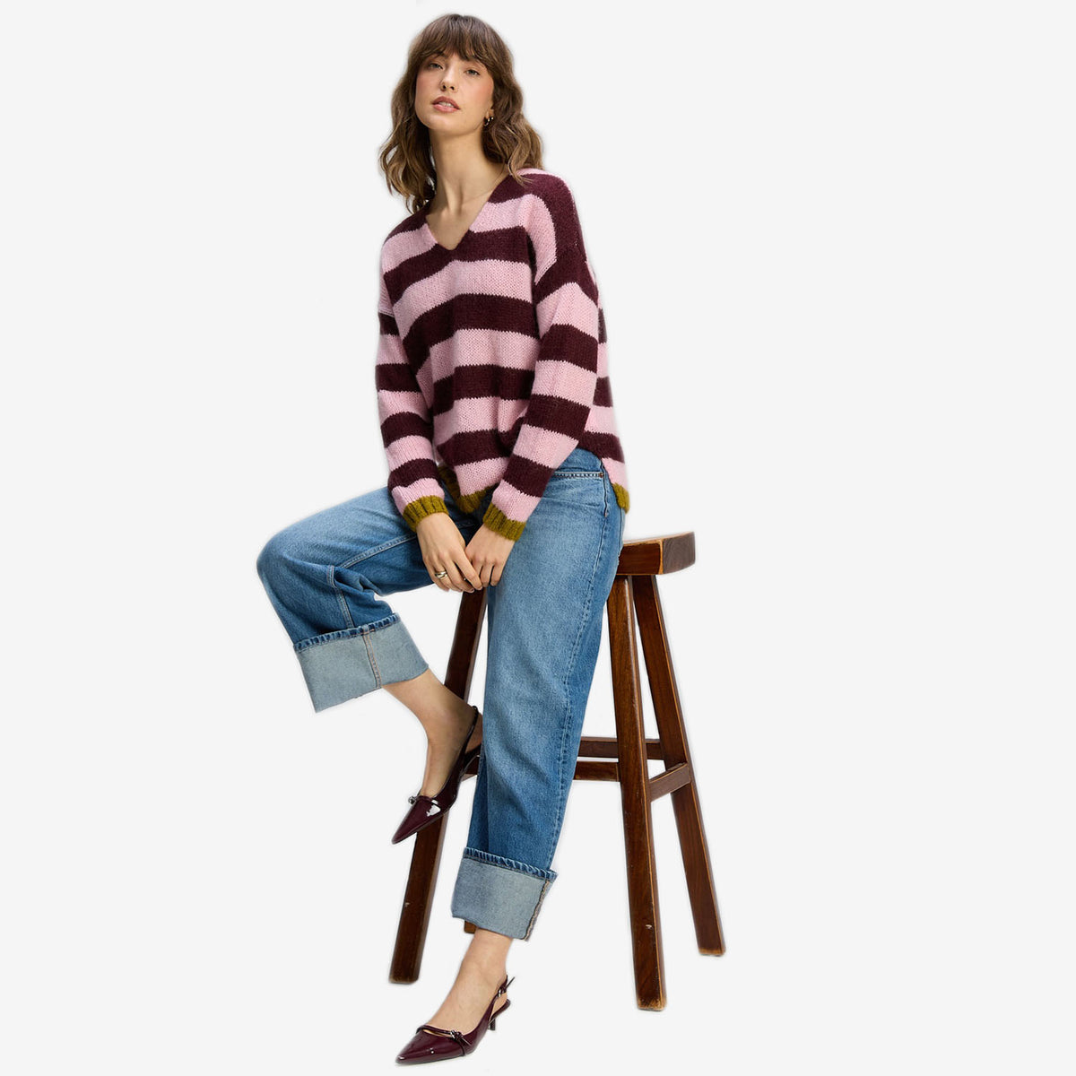 Z&amp;P Cozy Stripe V-Neck