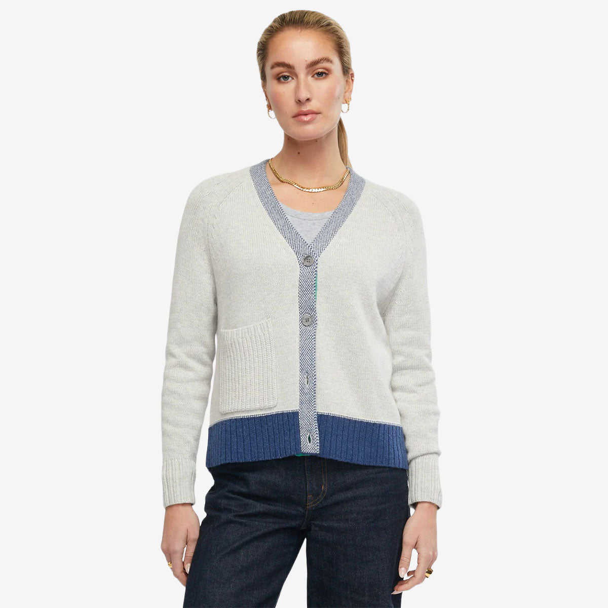 Zaket & Plover Elbow Patch Cardi marl