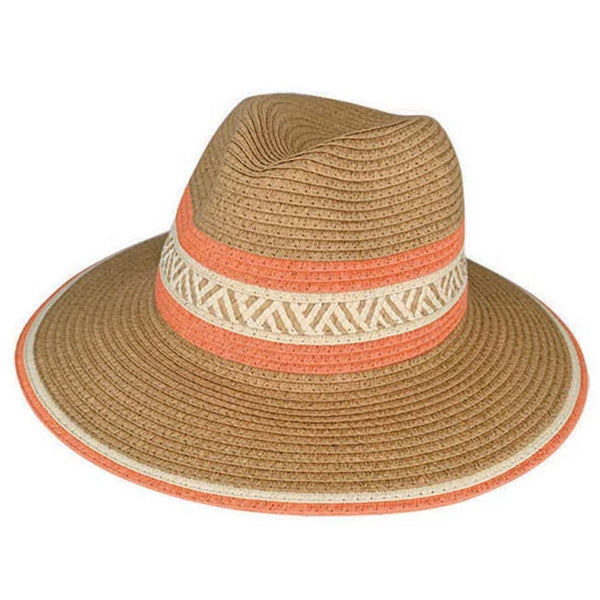 Dot & Co. Keira Paper Braid Fedora coral