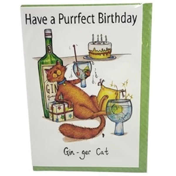 Gin-Ger Cat Purrfect Birthday Greeting Card