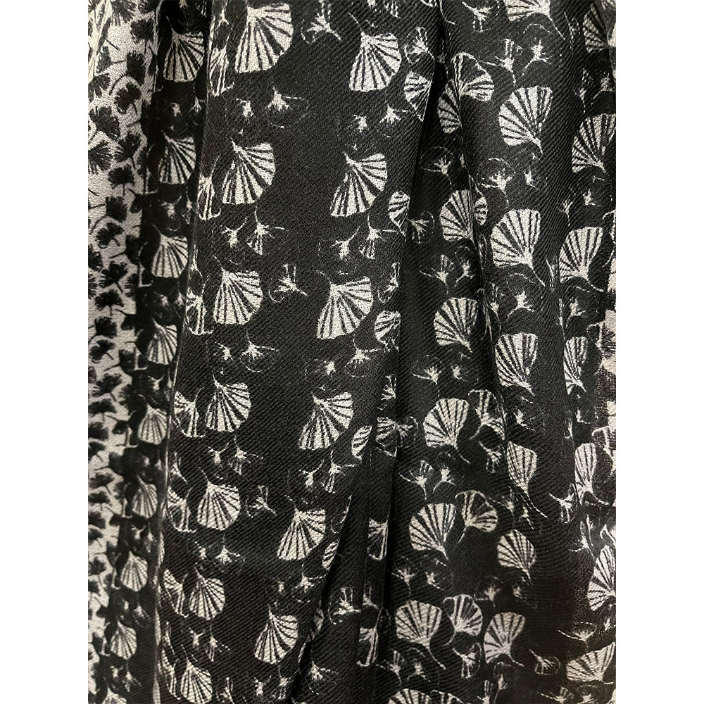 Tradition Textiles Pure Wool Scarf ginkgo black