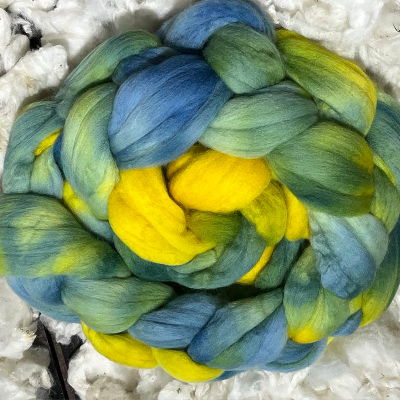 HAND DYED WOOL TOP / SLIVER / ROVING - 200GRAMS - LEMON TREE