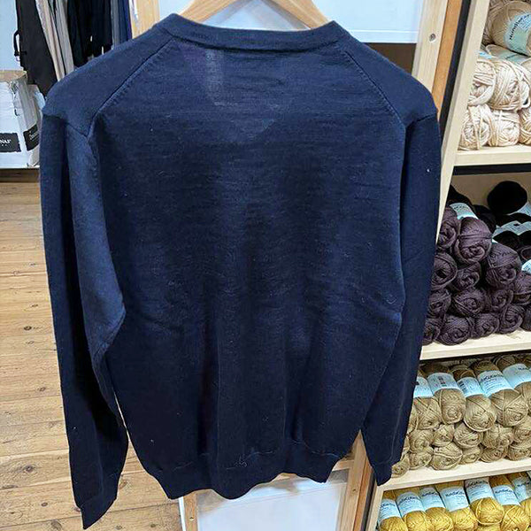 Ansett Extra Fine Merino Wool Vee Neck Jumper - Navy