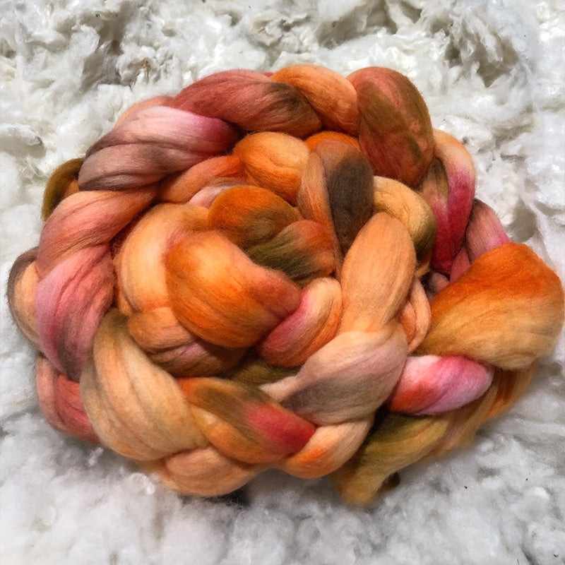 HAND DYED WOOL TOP / SLIVER / ROVING - 200GRAMS - OUTBACK SUNSET