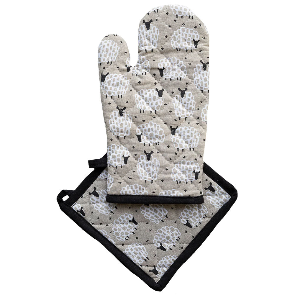 Oven Glove &amp; Pot Holder Grey Sheep
