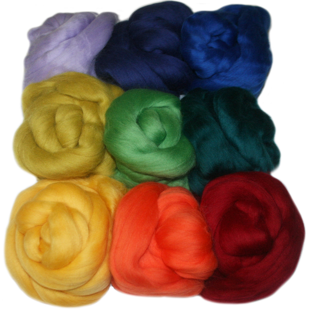 Coloured Wool Top Box of 9 - Rainbow