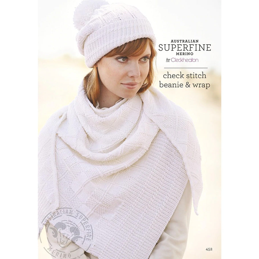 Cleckheaton Check Stitch Beanie and Wrap