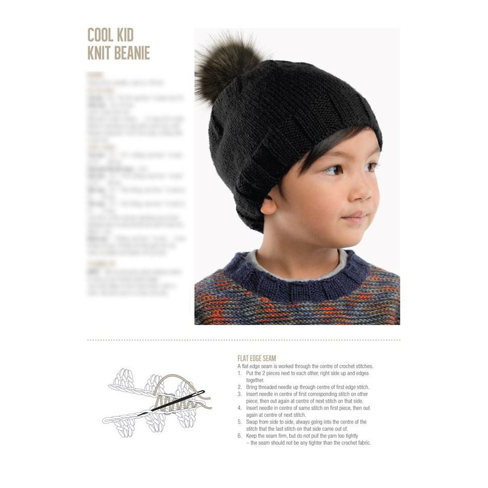 Cool kids beanie pattern with bonus pom pom