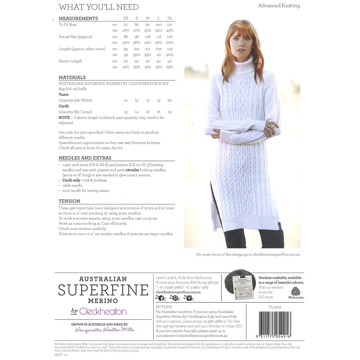 Cleckheaton Longline Tunic or Cardi Pattern