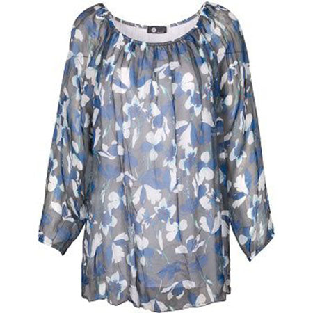 M-Made in Italy Printed L/S Top Blue Grey