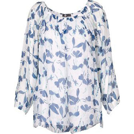 M-Made in Italy Printed L/S Top Blue White