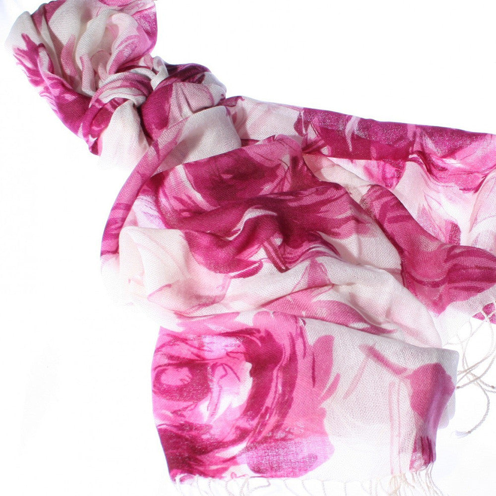 Sheer Bliss Hand Painted Scarf - Crimson