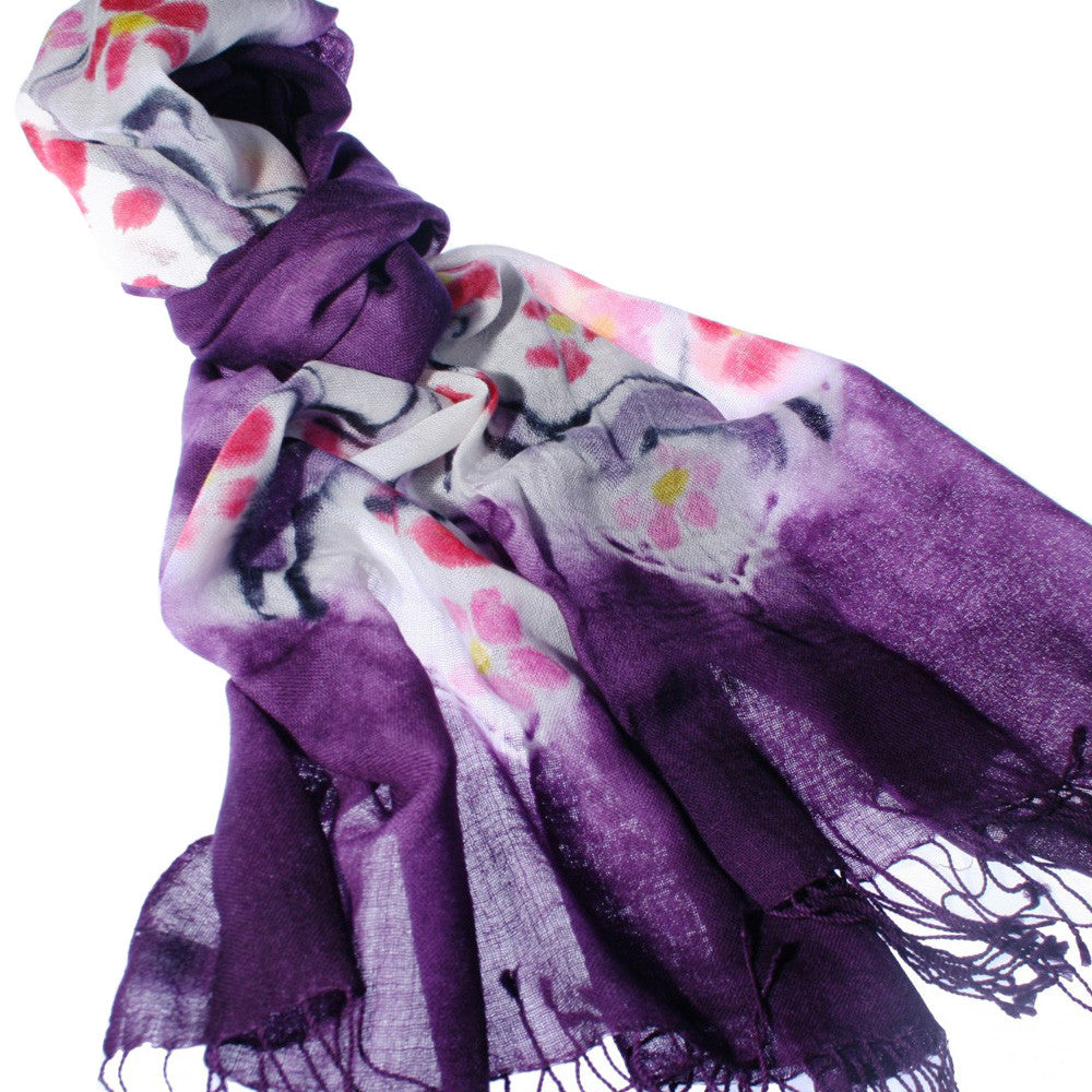 Sheer Bliss Hand Painted Scarf - Purple