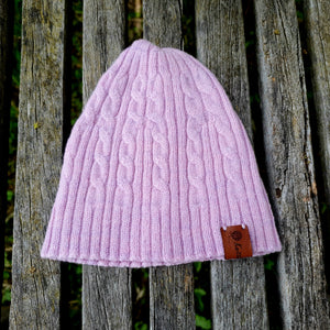Knitted@Nundle Baby Cable Beanie pink