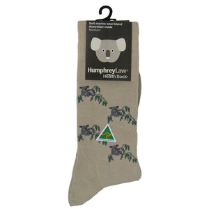 Humphrey Law Health Sock - Tourist Patterns - Koala Bone