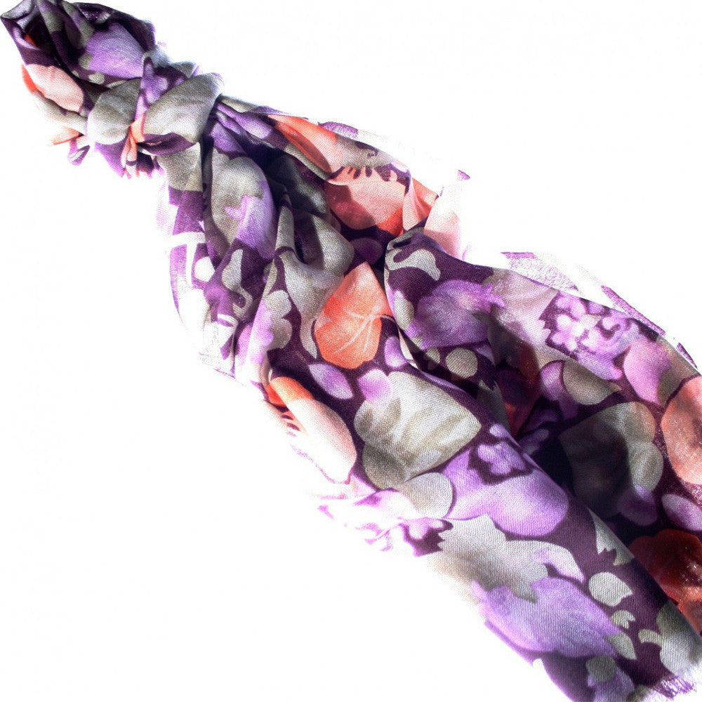 Sheer Bliss Large Flower Scarf - Orange