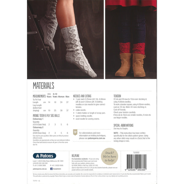 Patons Cable Socks 8 ply - Knit Crochet - Nundle Woollen Mill