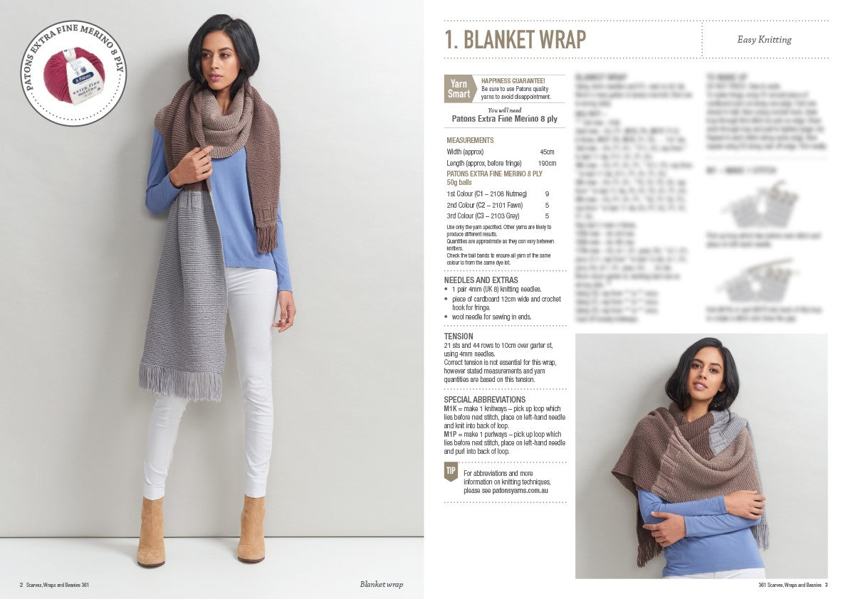 Patons Scarves, Wraps & Beanies Book 361
