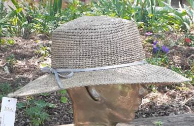 Scala Crochet Raffia Wide Brim Hat